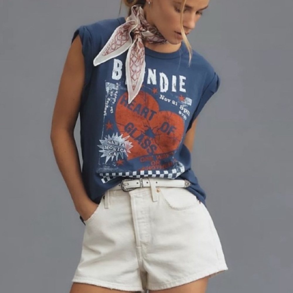 Letluv for Anthropologie Blondie 1978 Roll-Sleeve Graphic Tee Women size Medium - Picture 3 of 9